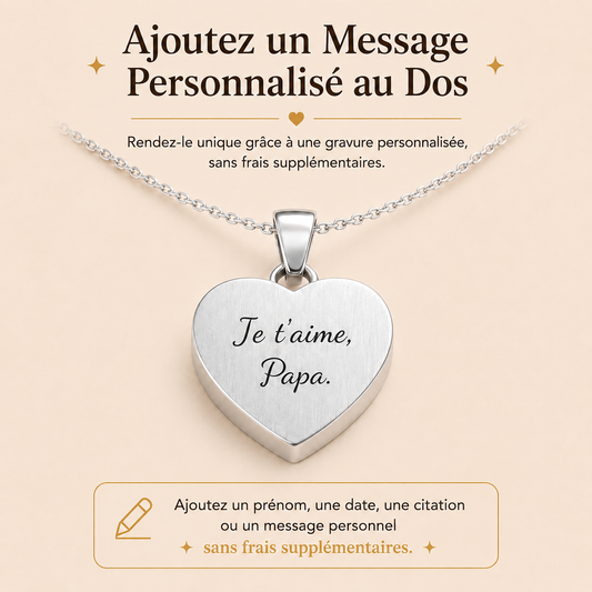 À Jamais dans Mon Cœur – Collier gravé en acier inoxydable