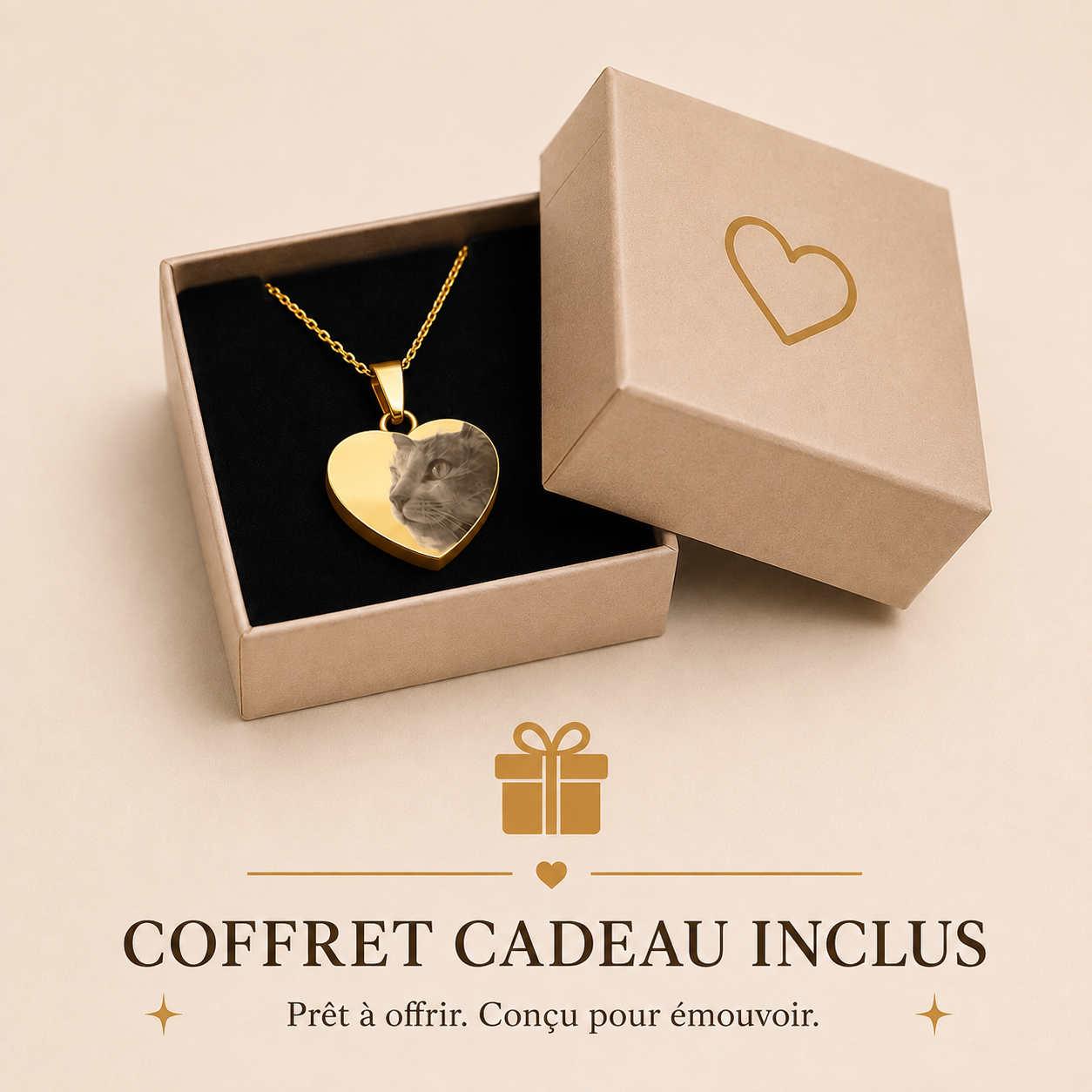 À Jamais dans Mon Cœur – Collier gravé en acier inoxydable