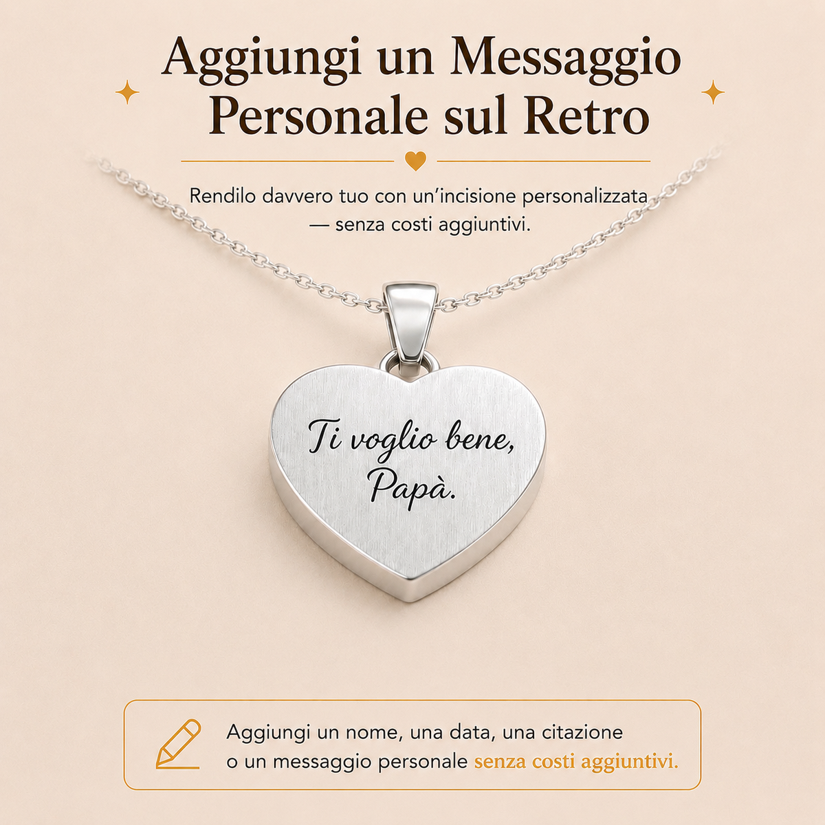 Un Pezzo di Te™ - Collier en acier inoxydable avec gravure laser