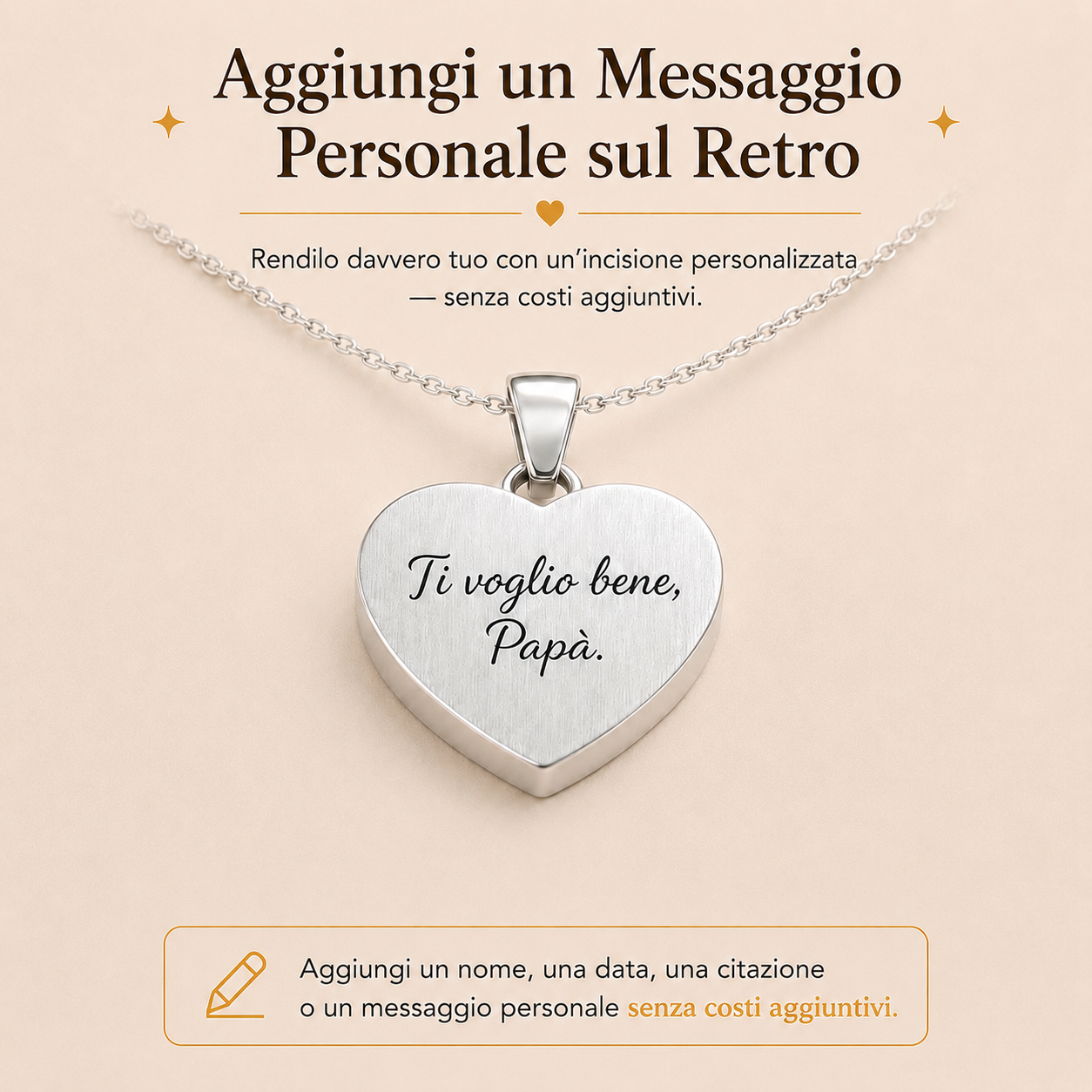Un Pezzo di Te™ - Collier en acier inoxydable avec gravure laser