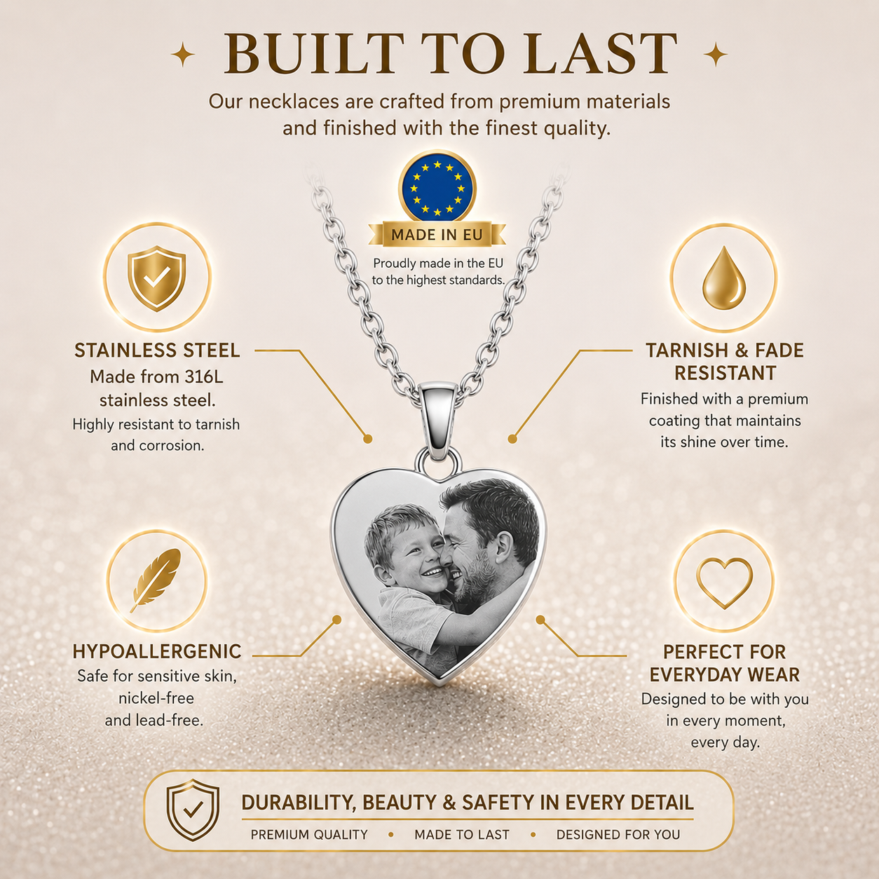Forever in my Heart - Stainless steel engraved necklace