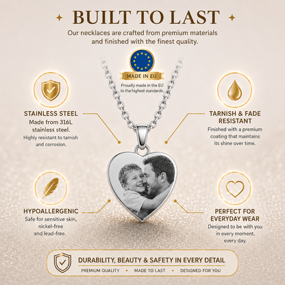 Forever in my Heart - Stainless steel engraved necklace
