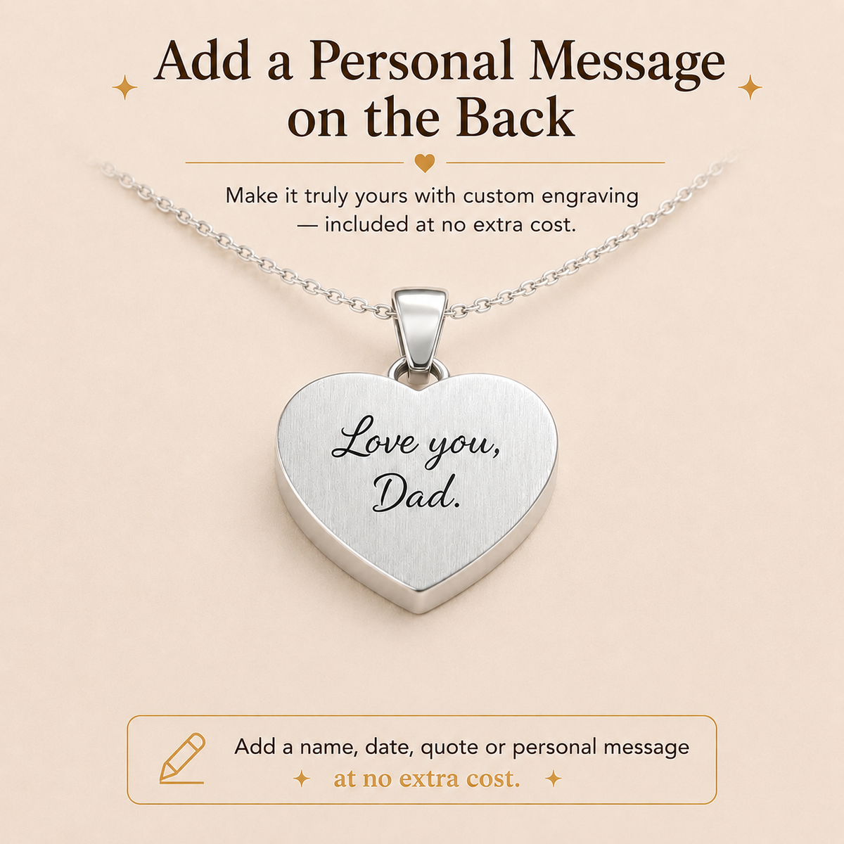 Forever in my Heart - Stainless steel engraved necklace