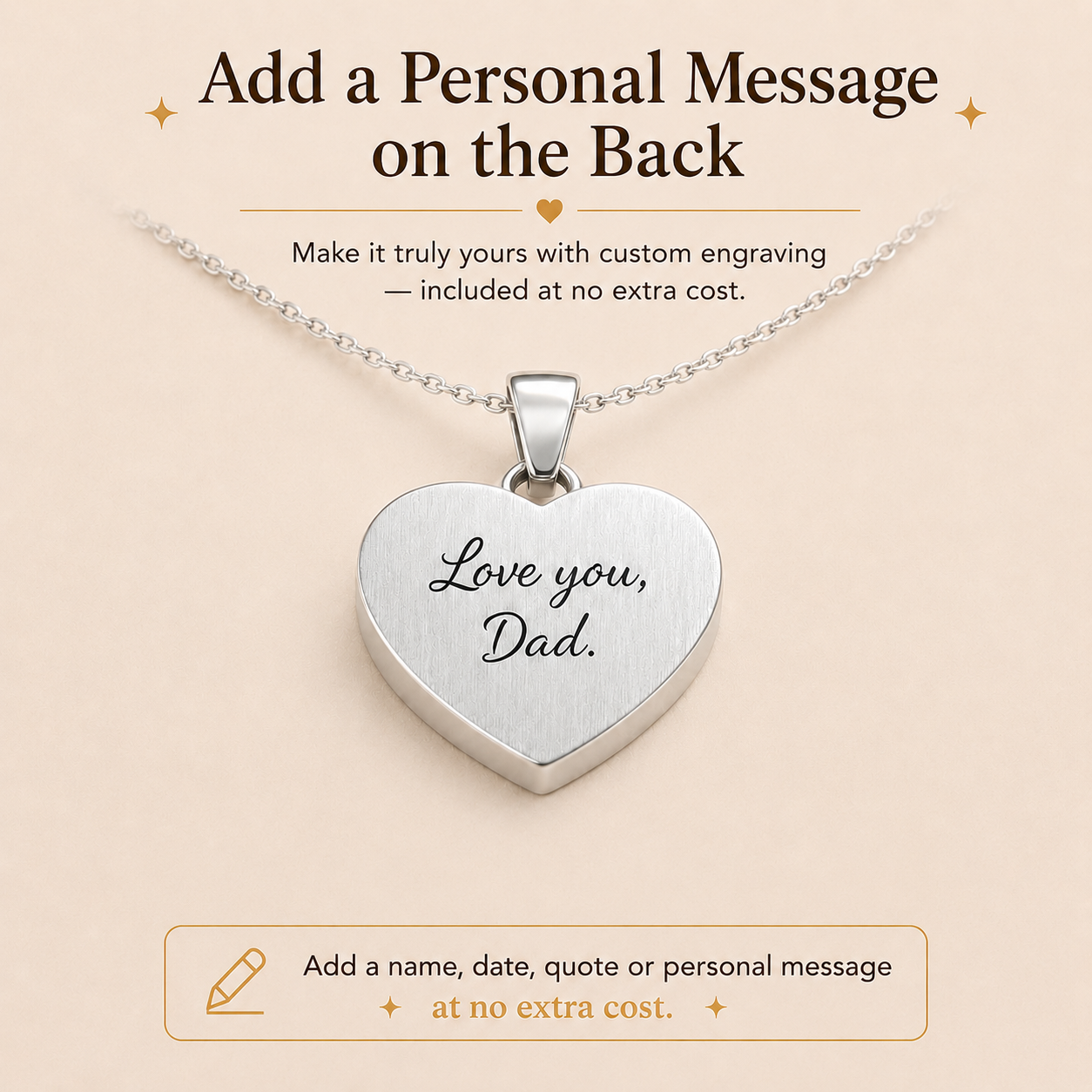 Forever in my Heart - Stainless steel engraved necklace