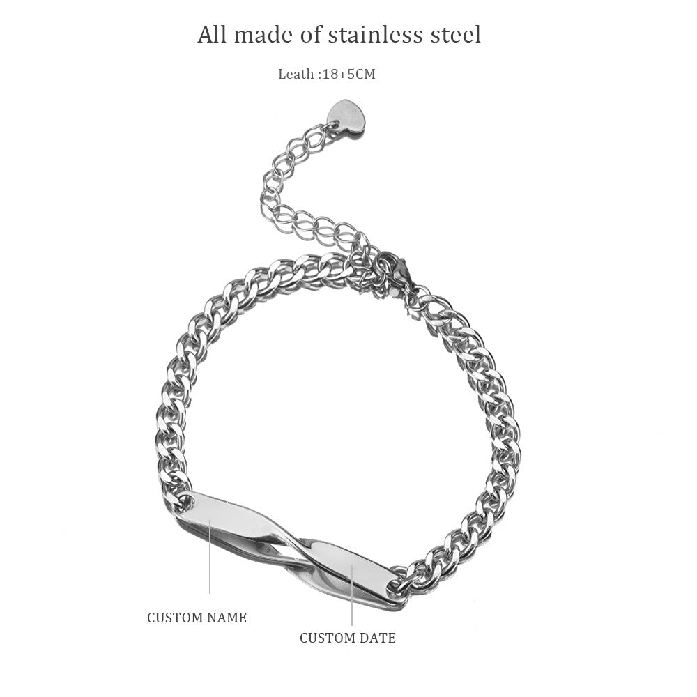 Infinity Engraved Bracelet Set