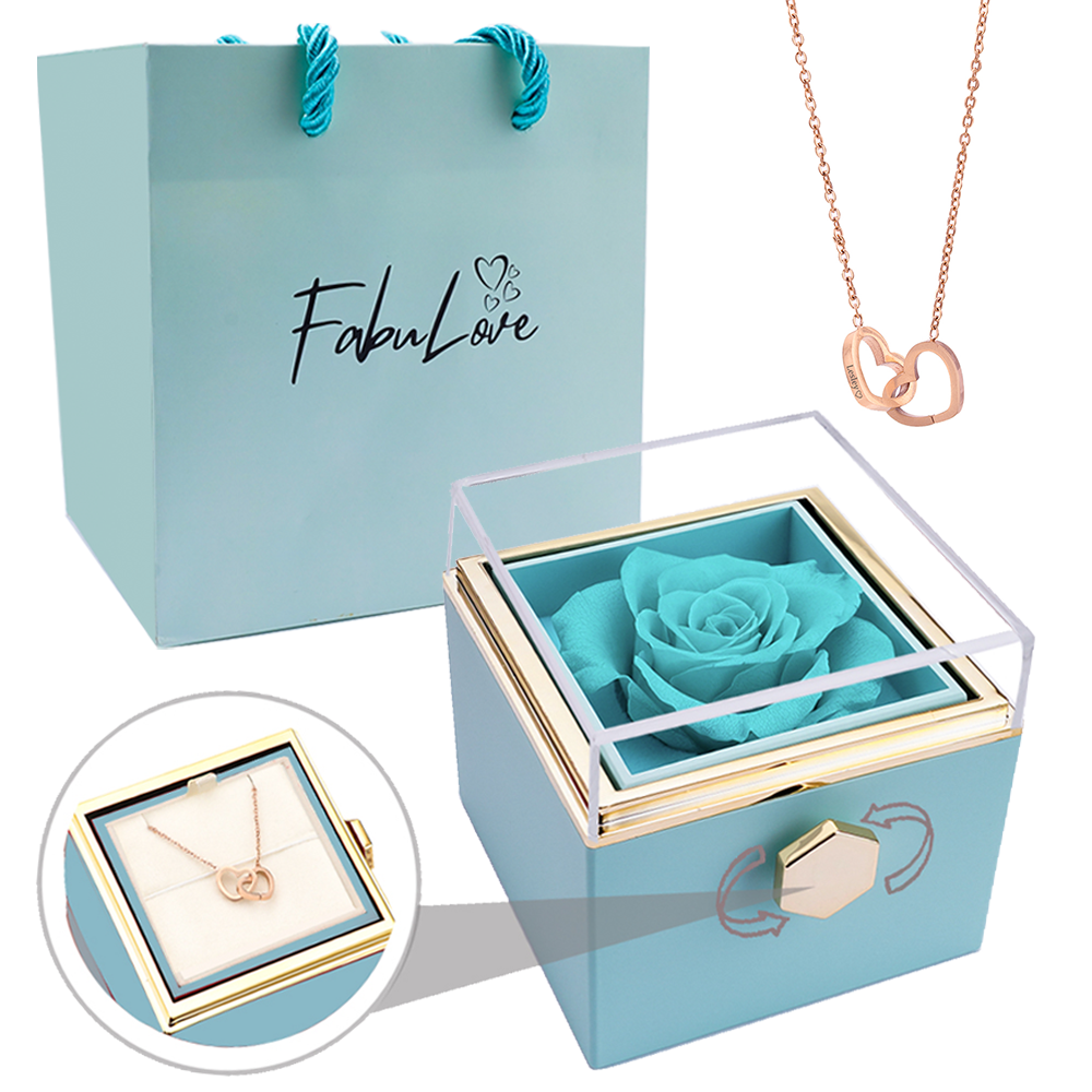 Eternal Rose Box - W/ Engraved Necklace & Real Rose